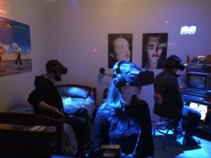 Sundance festival-goers immerse themselves in new-media artist Oscar Raby's virtual-reality piece Assent. Photo by Neil Kendricks.