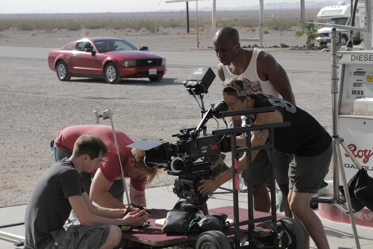 Writer/director Thomas Ikimi on the set of his short, Nostradamus.