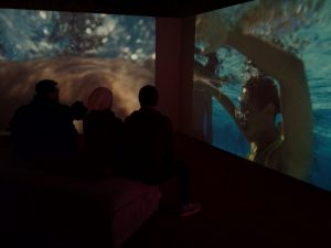 Kahil Joseph's "Double Conscience" video installation at Sundance 2016's New Frontier section. (Photo by Neil Kendricks)