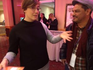 The Fits director Anna Rosa Holmer of with Francisco Velasquez. (Photo by Neil Kendricks)