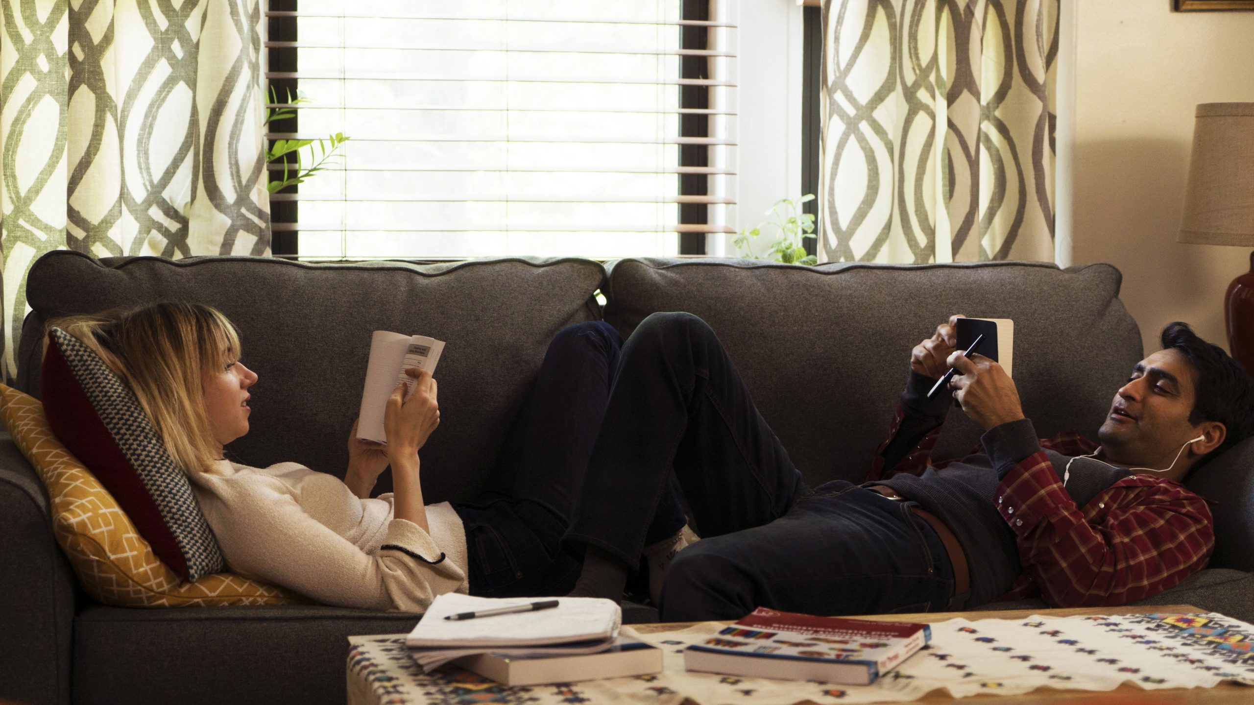 Zoe Kazan as "Emily" and Kumail Nanjiani as "Kumail" in THE BIG SICK. Photo by Nicole Rivelli.