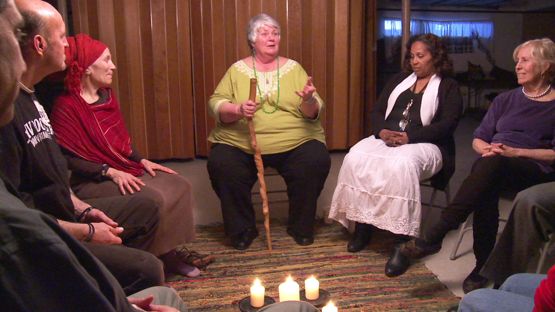 Janet Connor holding a discussion in documentary Circle Up