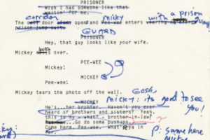 Paul Reuben’s annotated script from Pee Wee’s Big Adventure (1985)