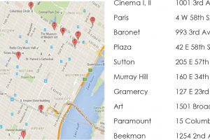 A Google Maps screenshot of Rugoff theaters of their era, in Manhattan