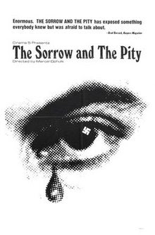 An old black and white ad for the film The Sorrow and the Pity