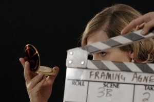 Agnes (Zackary Drucker) preparing for her interview in the documentary Framing Agnes