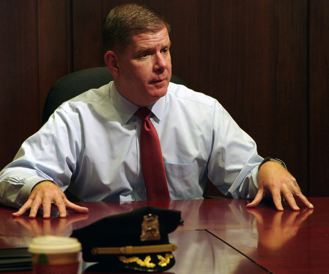 Marty Walsh, mayor of Boston, at desk