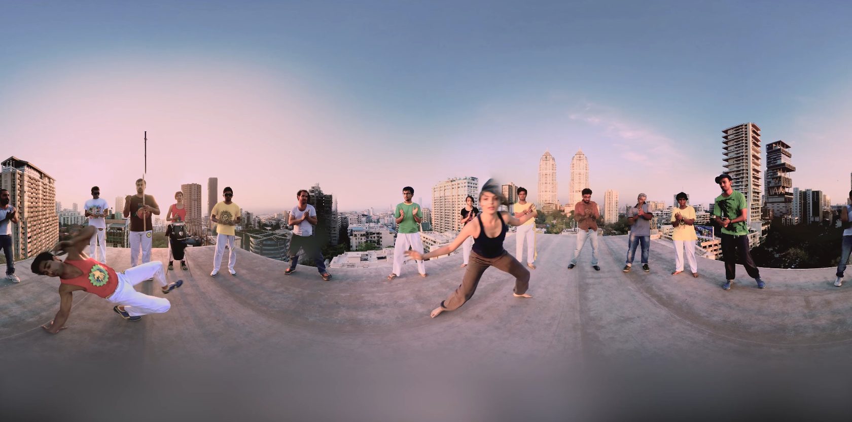 Panoramic shot of people dancing.