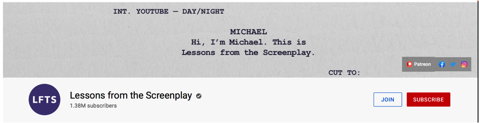 Intro for Lessons from the Screenplay YouTube channel