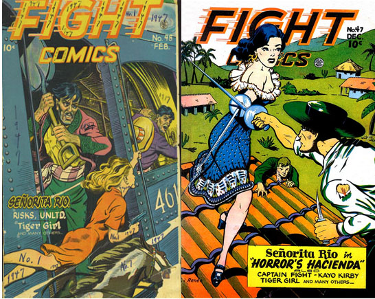 Two covers of "Fight Comics" comic books.