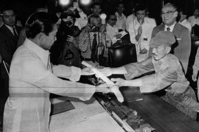Onoda surrendering in 1974 