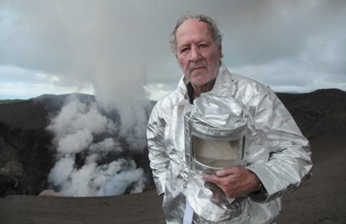 Werner Herzog in fire suit.