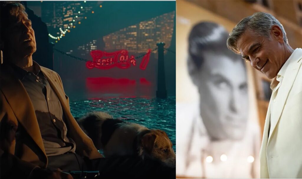 George Clooney as Jim Kellu in two scenes from the movie of the same name.