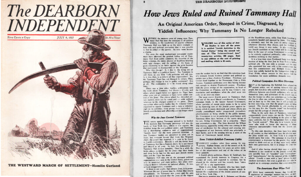 Antisemitism magazine article in The Dearborn Independent. 