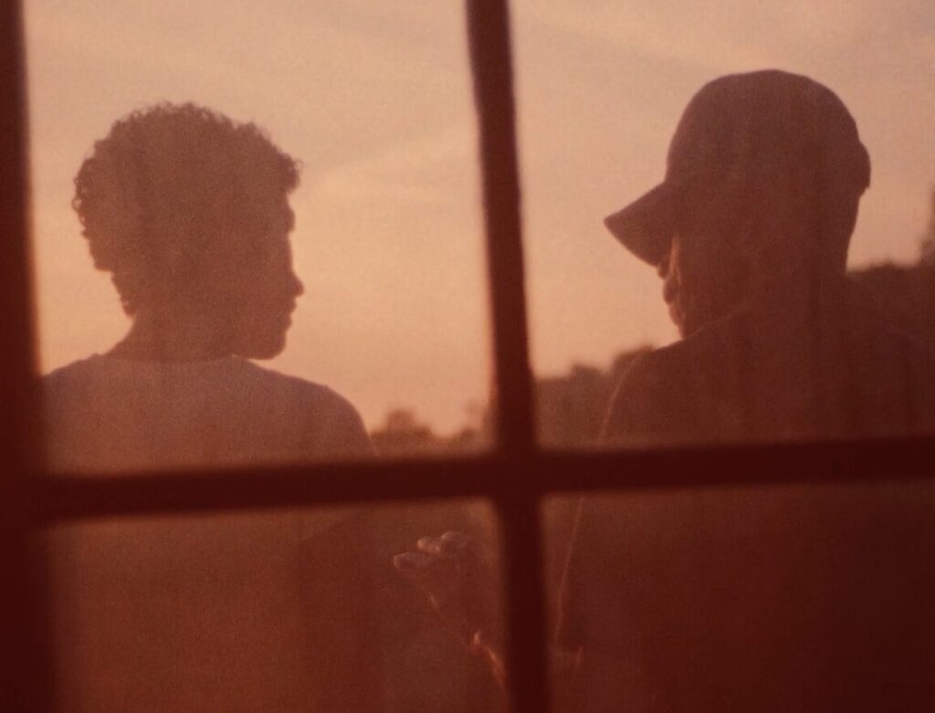 Woman and man in sunset