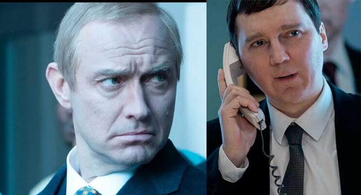 Portraits of Jude Law and Paul Dano.