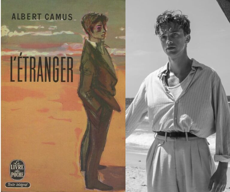 Book cover and film still of a young man.