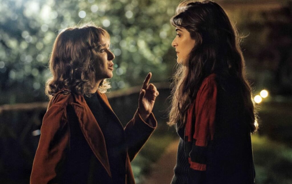Two women talking