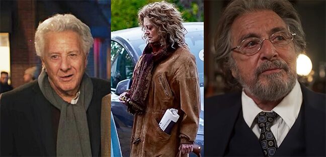 Dustin Hoffman, Susan Sarandon and Al Pacino still from their respective films.